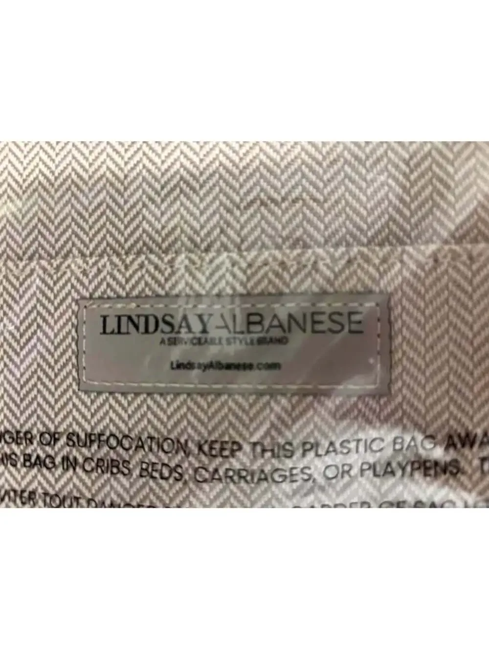Lindsay Albanese New Tan Herringbone Laptop Clutch with Snap Tab Closure